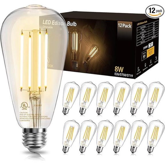 12 pack vintage led edison bulbs