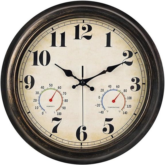10 Best Outdoor Clocks for 2026 (Weatherproof & Stylish) 10 13 inch outdoor clock with thermometer