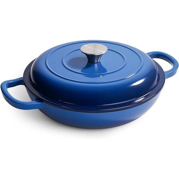 3 quart blue enameled braiser