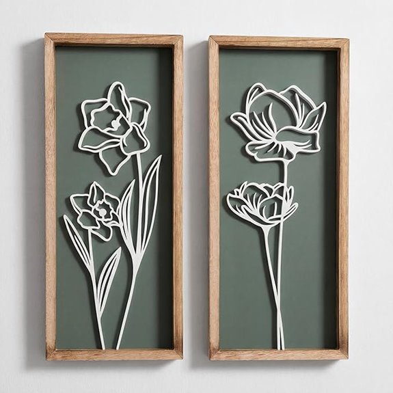3d floral green framed
