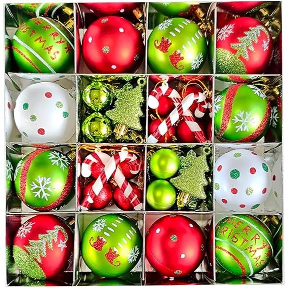 46 piece red and green ornaments