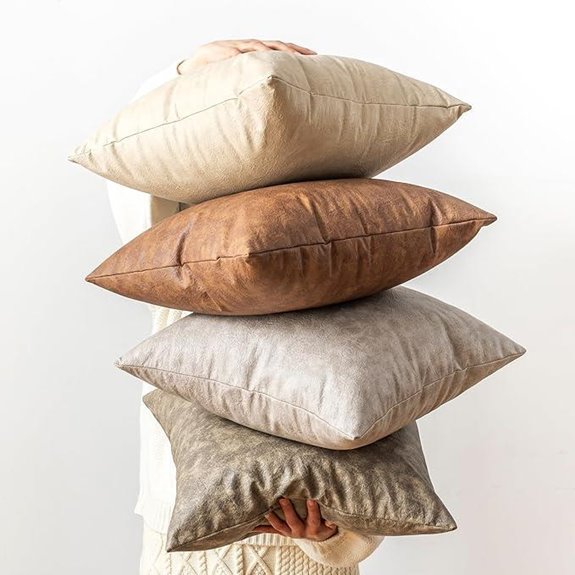 4 pack faux leather pillow covers