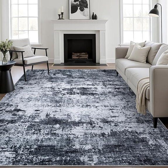 5x7 black abstract rug