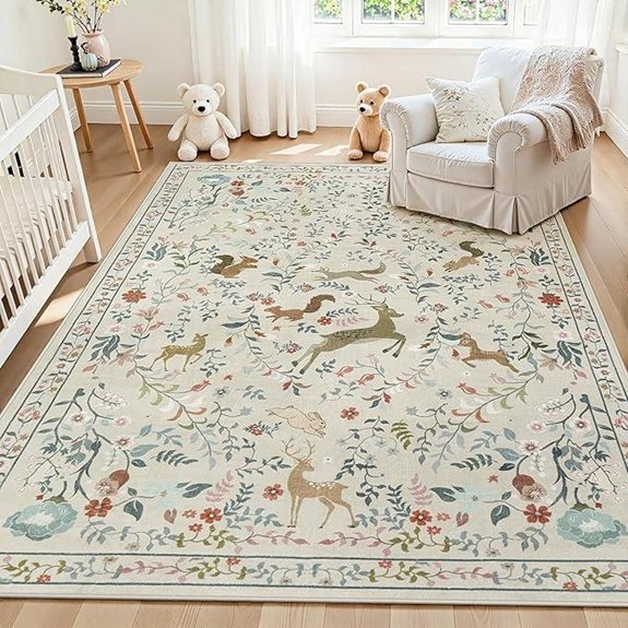 10 Best Nursery Rugs for 2026 (Soft & Safe for Little Feet) 2 5x7 washable beige floral rug