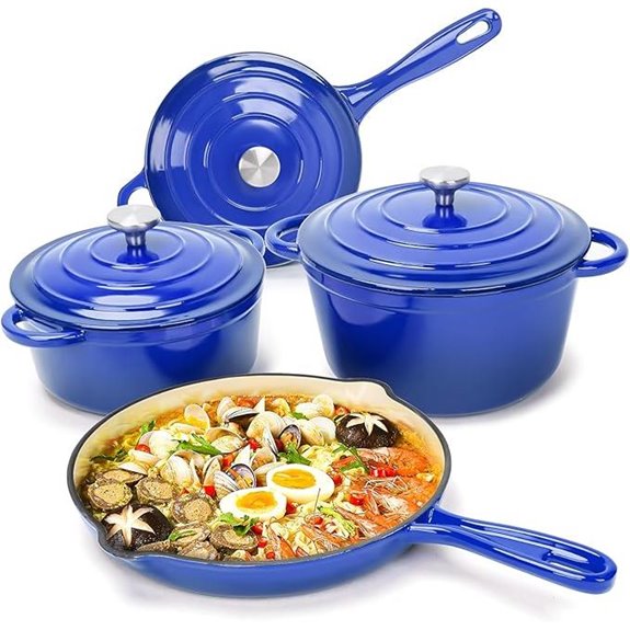 7 piece enameled cast iron cookware set