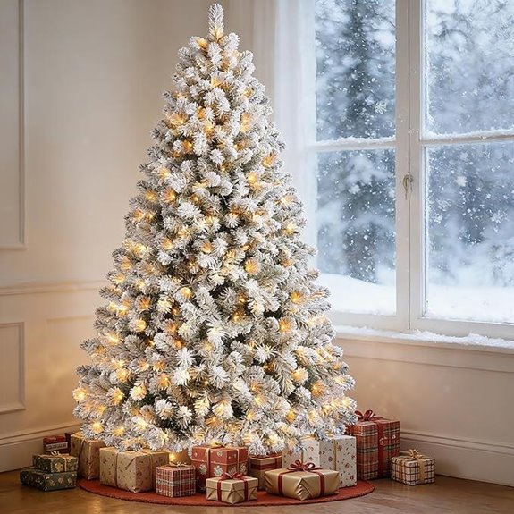 7ft pre lit snow flocked