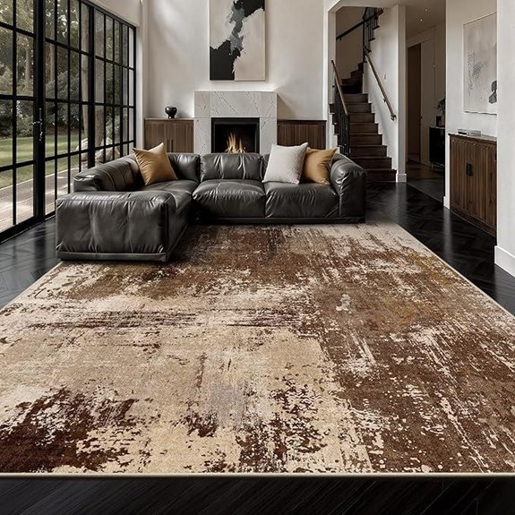 8x10 abstract area rug with washable material