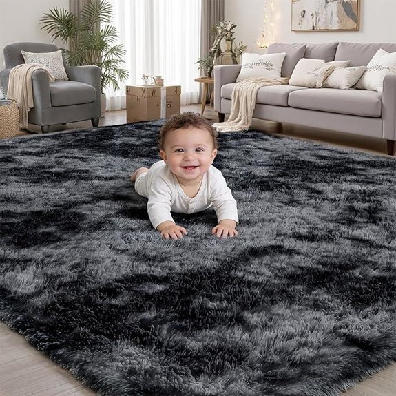 8x10 black grey shag rug