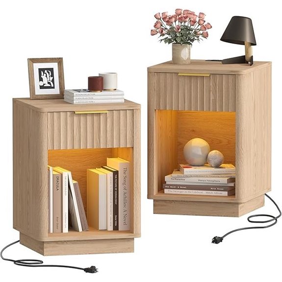 akxomel fluted nightstands with charging station