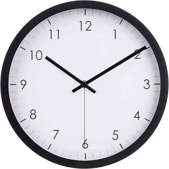 amazon basics clock black 12 round