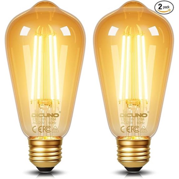 amber led edison bulbs 60w 2 pack