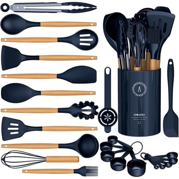 avgpd silicone utensils wooden handles