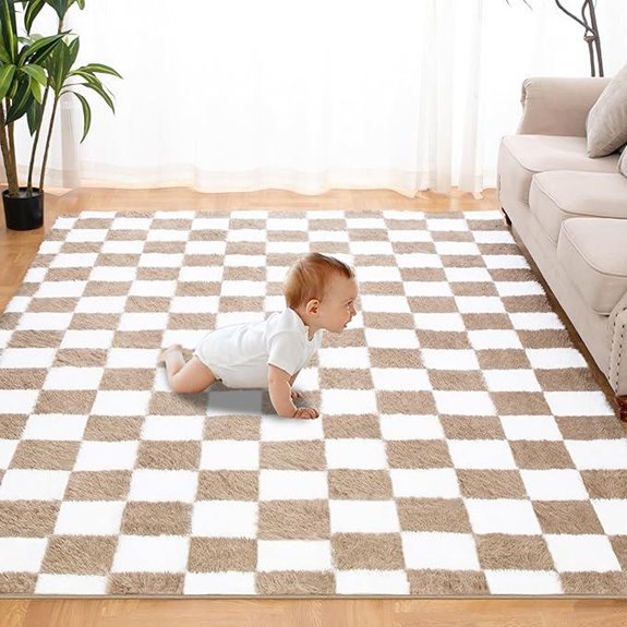 10 Best Nursery Rugs for 2026 (Soft & Safe for Little Feet) 5 beige white checkered rug