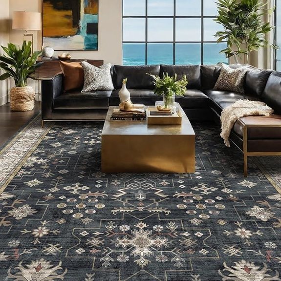black farmhouse washable rug