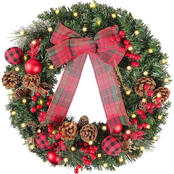 cewor 24in pre lit wreath