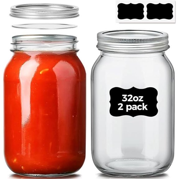 comsaf quart mason jars 32oz with lids
