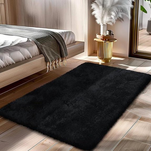 fluffy black shag rug