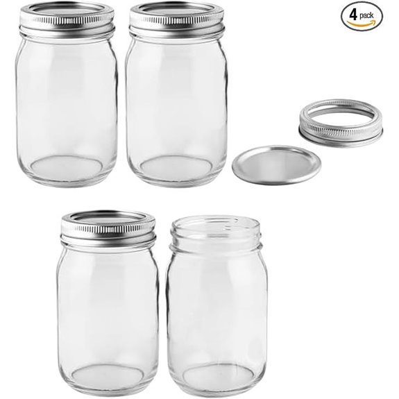 four pack 16 oz mason jars with lids