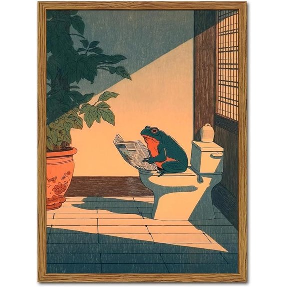 funny frog bathroom wall art