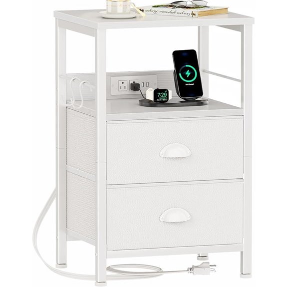 furologee white end table with charging station