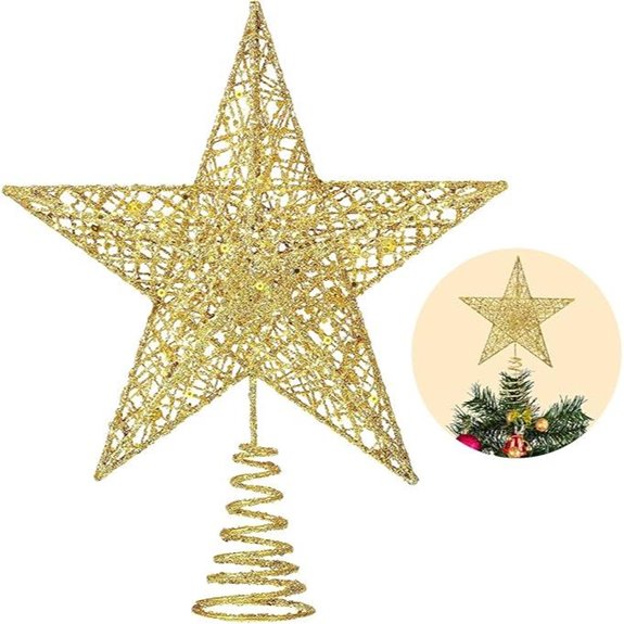 gold glitter star tree topper