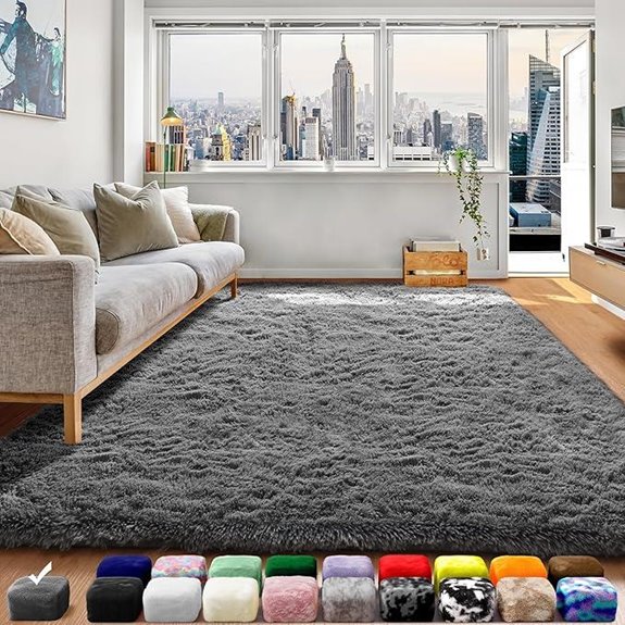 grey fluffy shag area rug 4x6