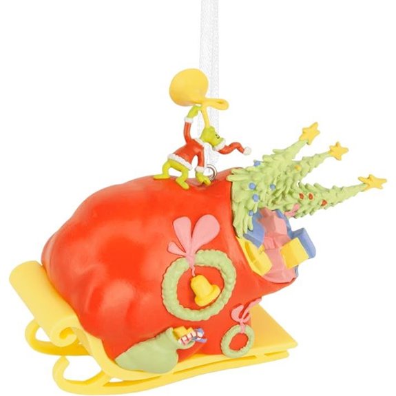 grinch riding sleigh ornament