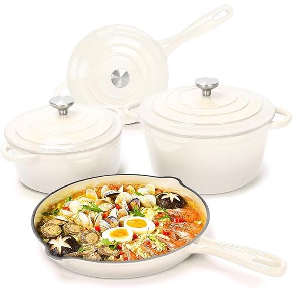 hisencn cream enameled cast iron set