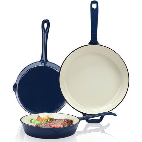 hisencn enameled cast iron skillet set