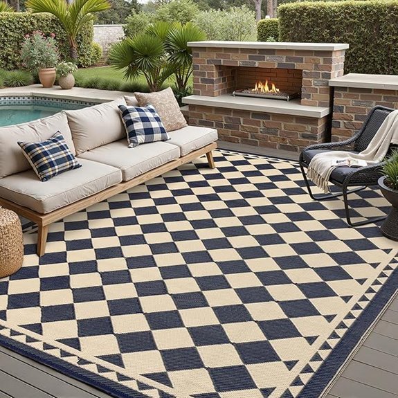 huggear waterproof checkered rug
