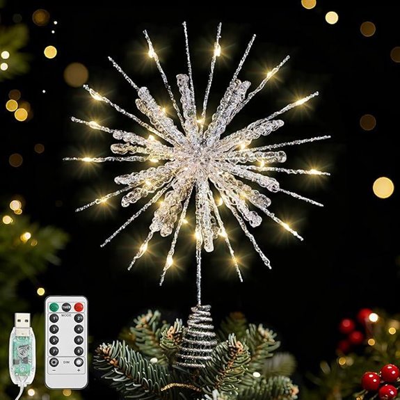 led snowflake christmas tree topper