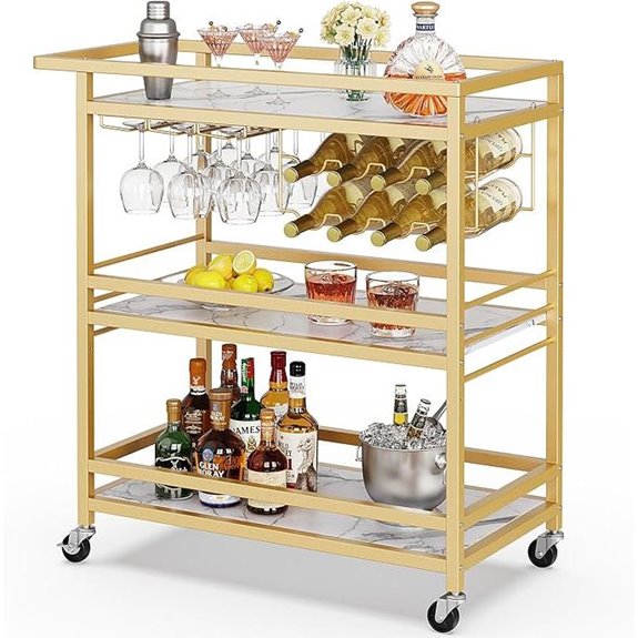 10 Best Bar Carts for 2026 4 leteuke 3 tier cart gold bar cart wheels