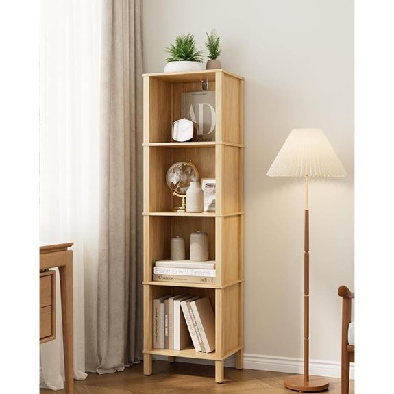 modern 4 tier narrow bookcase