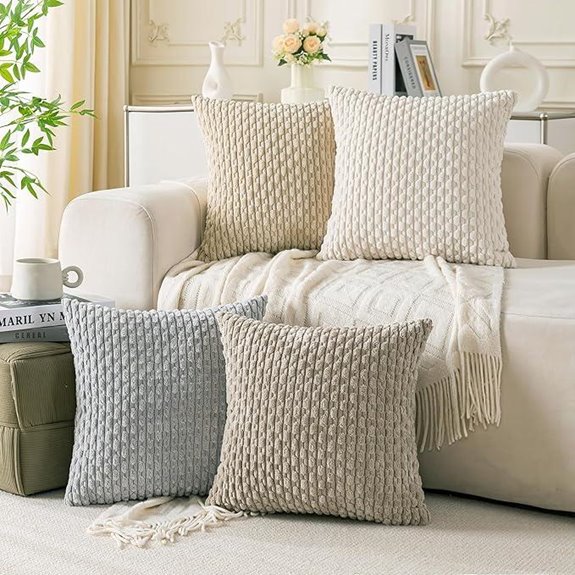 neutral corduroy pillow covers 18x18