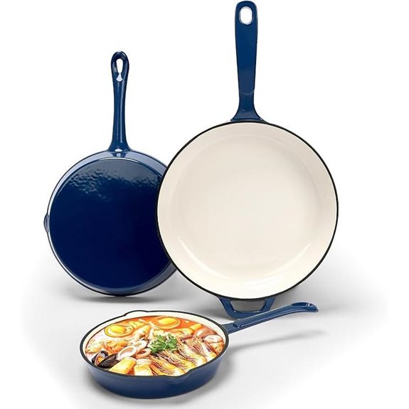 nonstick enameled cast iron skillet set