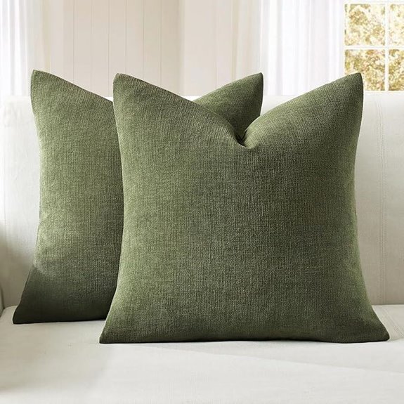 10 Best Throw Pillows for 2026 9 olive green chenille pillow covers