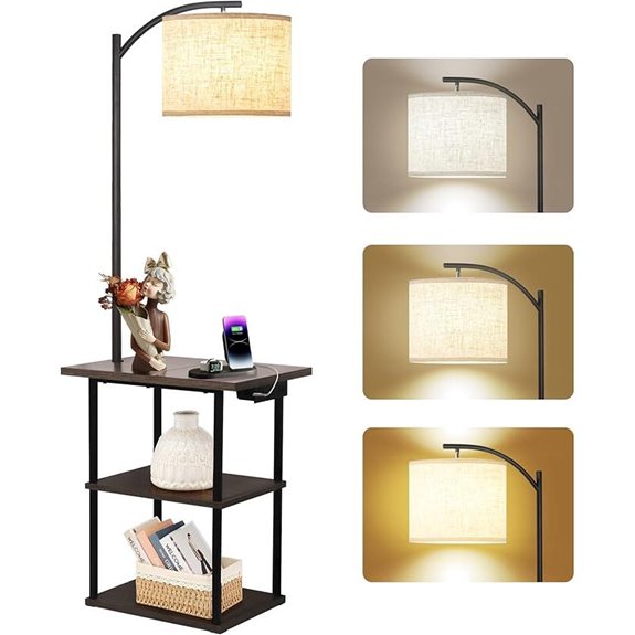 pesrae lamp with table