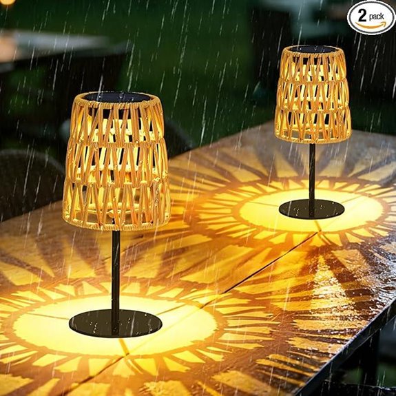 rechargeable solar rattan lamp 2 pack