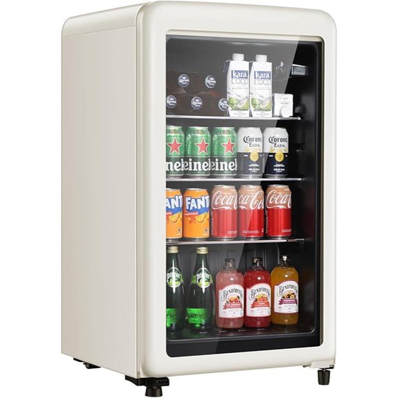 retro beverage refrigerator with glass door