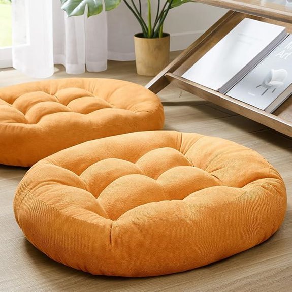 10 Best Floor Pillows for 2026 (Cozy Vibes Guaranteed) 4 round tufted corduroy floor cushions 2 pack