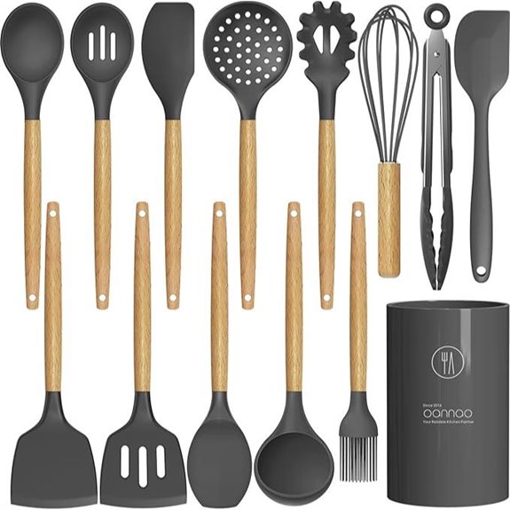 silicone gray cooking utensils set