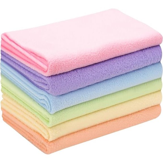six 20x20 knitted fleece fabrics pastel