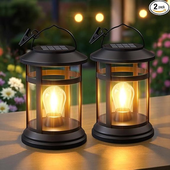 solar lanterns outdoor waterproof hanging 2 pack