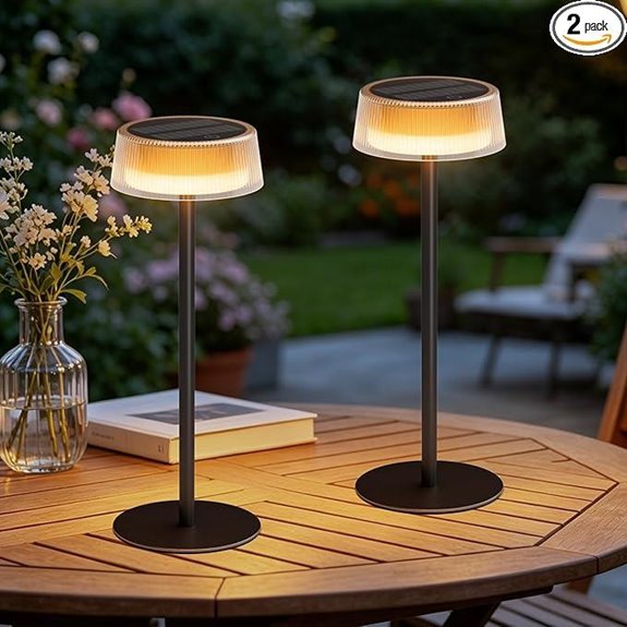 solar outdoor table lamps 2 pack