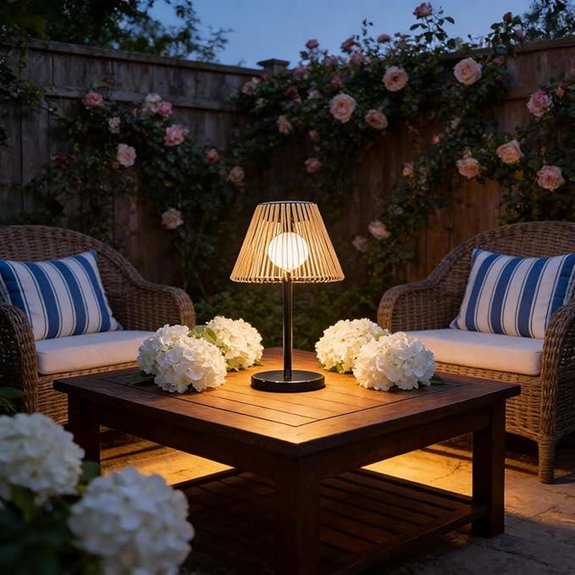 solar powered rattan table lamp