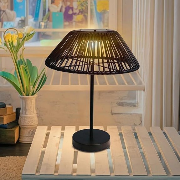 solar rattan table lamp for outdoor indoor use