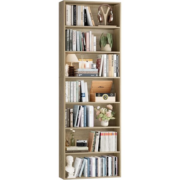 tall bookshelf 7 tier light oak