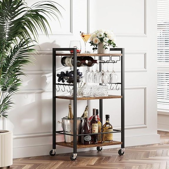 10 Best Bar Carts for 2026 1 three tier bar cart with wine rack
