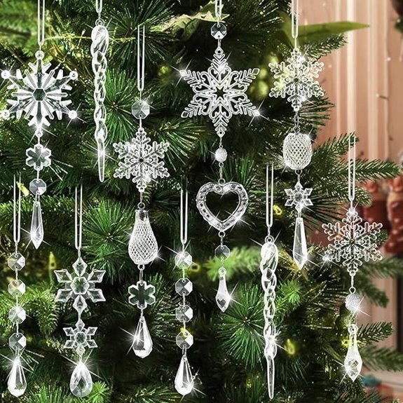 twenty one crystal snowflake ornaments