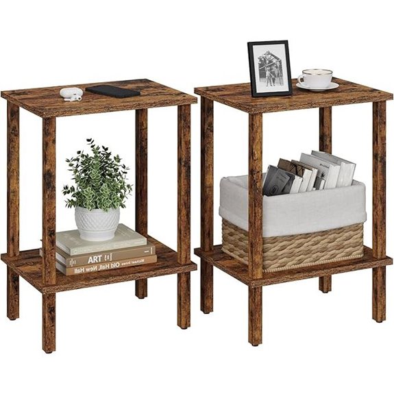 two tier end table duo brown